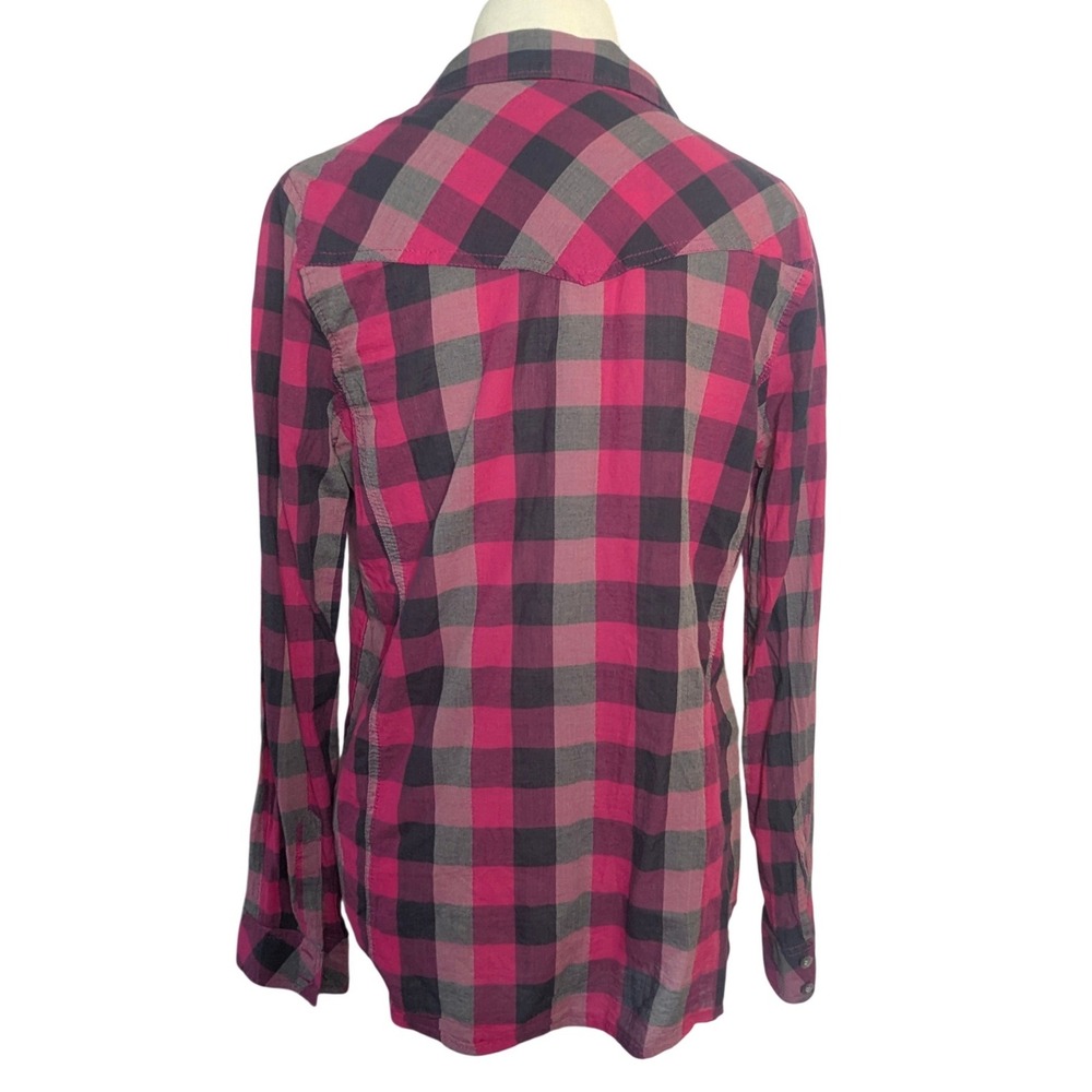 G.H. Bass & Co Women Pink Grey Buffalo Plaid Western Button Down Shirt Small - Picture 3 of 10